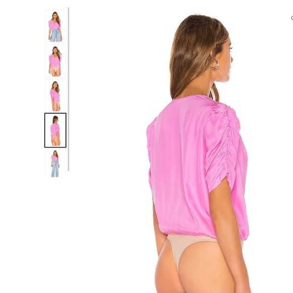 Amanda Uprichard Arabella Bodysuit Pompei Pink Size Large Silk - Picture 2 of 9